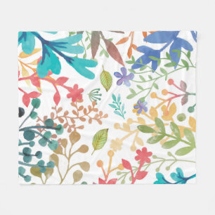 Summer Woodland Watercolor Medium Fleece Blanket
