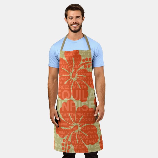 Summer Words Cocktails and Hibiscus Apron (Worn)