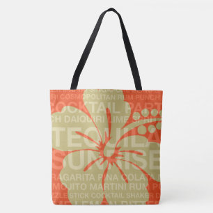 Summer Words Cocktails and Hibiscus Beach Bag