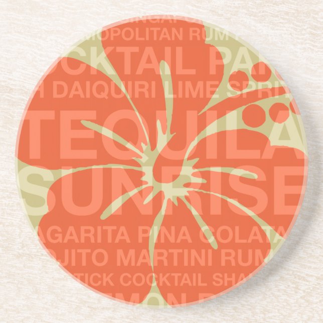 Summer Words Cocktails and Hibiscus Coasters (Front)