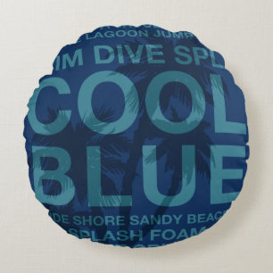 Summer Words Poolside and Hawaiian Palm Tree Round Cushion