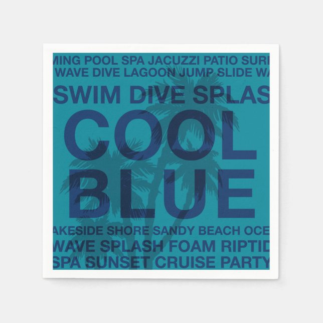 Summer Words Poolside and Palm Tree Paper Napkins (Front)