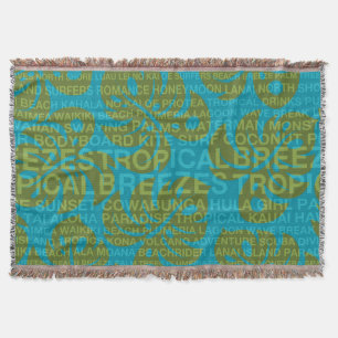 Summer Words Tropical and Monstera Leaf Blanket