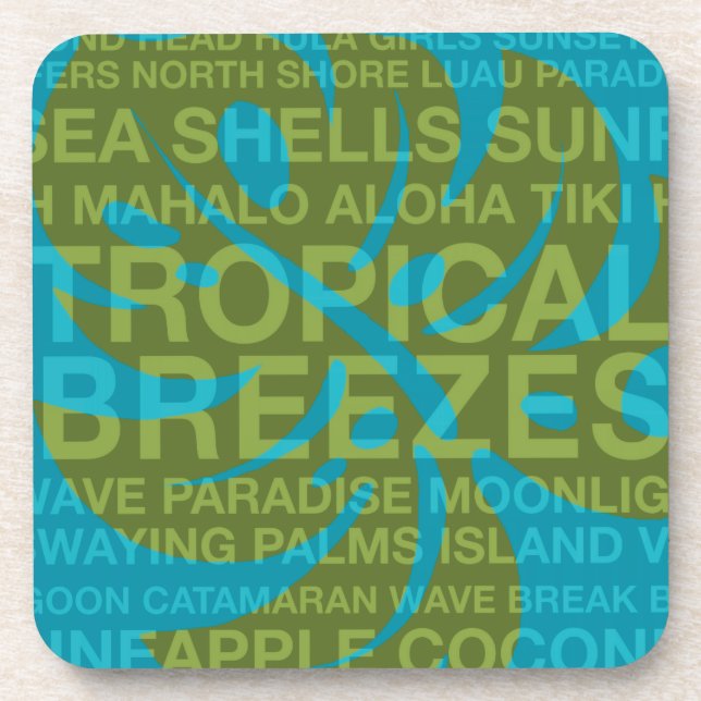 Summer Words Tropical and Monstera Leaf Coasters (Front)