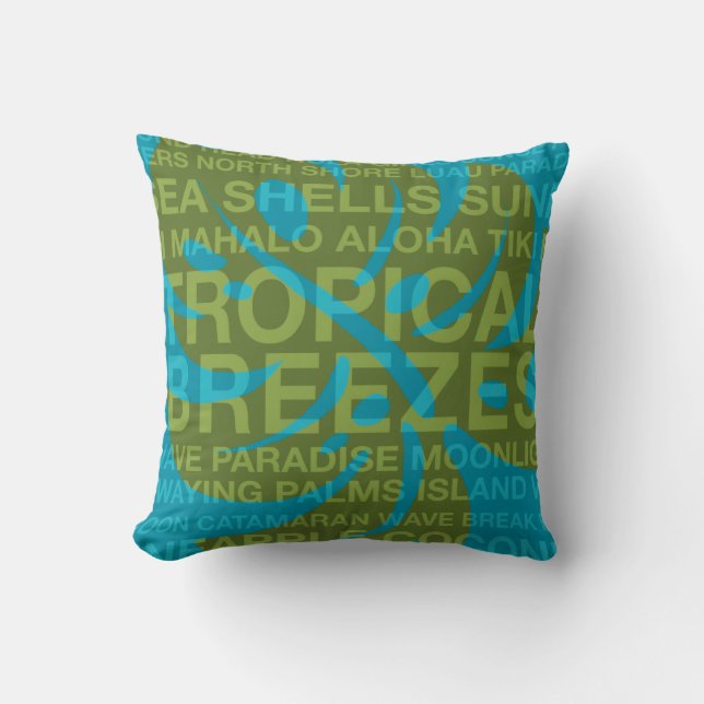 Summer Words Tropical and Monstera Leaf Pillows (Front)