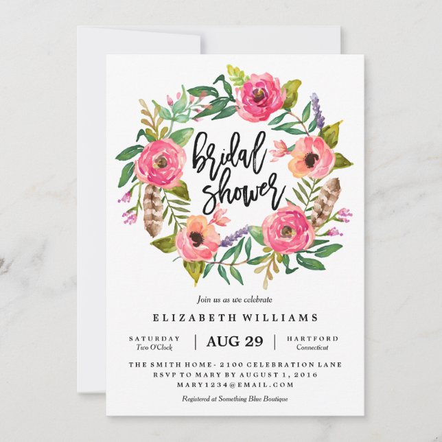 Summer Wreath Bridal Shower Invitation (Front)