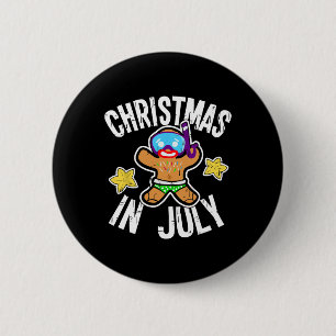Summer Xmas Gingerbread Man Snorkel For Christmas 6 Cm Round Badge