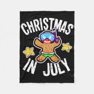 Summer Xmas Gingerbread Man Snorkel For Christmas Fleece Blanket