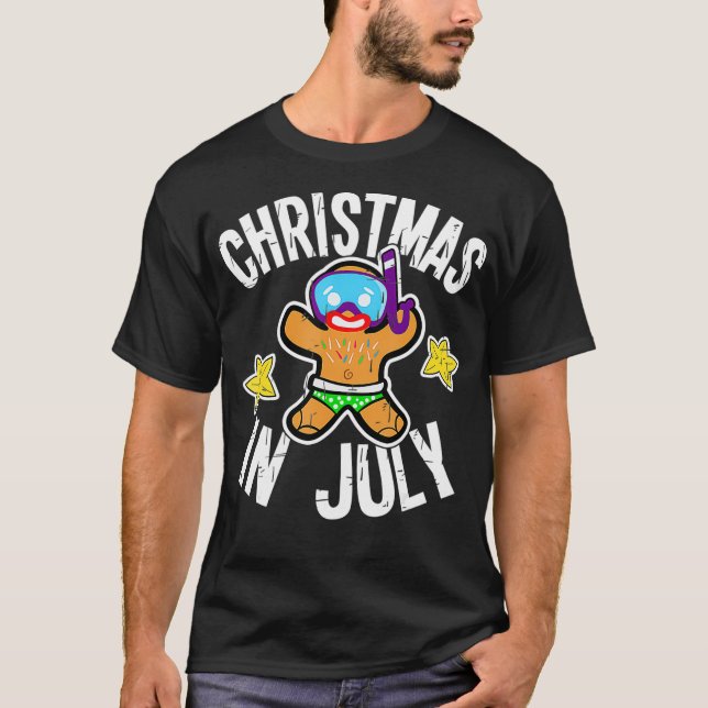 Summer Xmas Gingerbread Man Snorkel for Christmas  T-Shirt (Front)