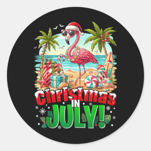 Summer Xmas Hawaiian Trocal Beach Flamingo Women Classic Round Sticker