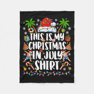 Summer Xmas Santa Hat Summer Beach Vacation Xmas Fleece Blanket
