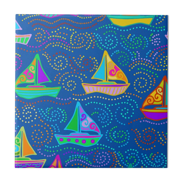 Summer Yachting Ceramic Tile (Front)