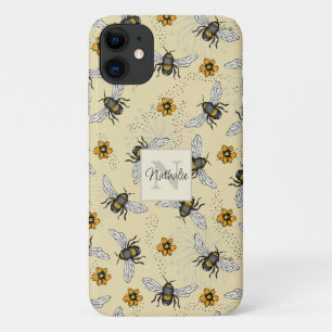 Summer Yellow Bee Floral Pattern iPhone 11 Case