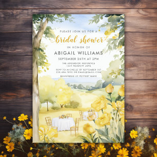 Summer Yellow Floral Country Picnic Bridal Shower Invitation