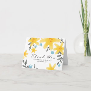 Summer Yellow Floral Wedding Thank You Card