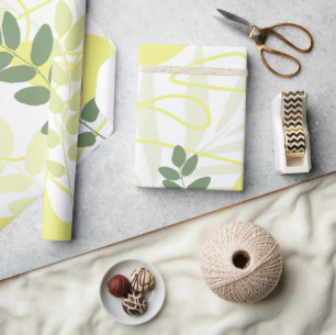 Summer Yellow Green Botanical Abstract Wrapping Paper