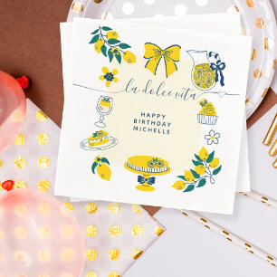 Summer Yellow La Dolce Vita Lemon Birthday Party Napkin