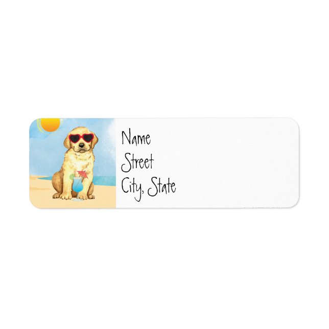 Summer Yellow Lab Label Return Address Label (Front)