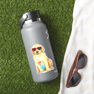 Summer Yellow Lab Vinyl Sticker
