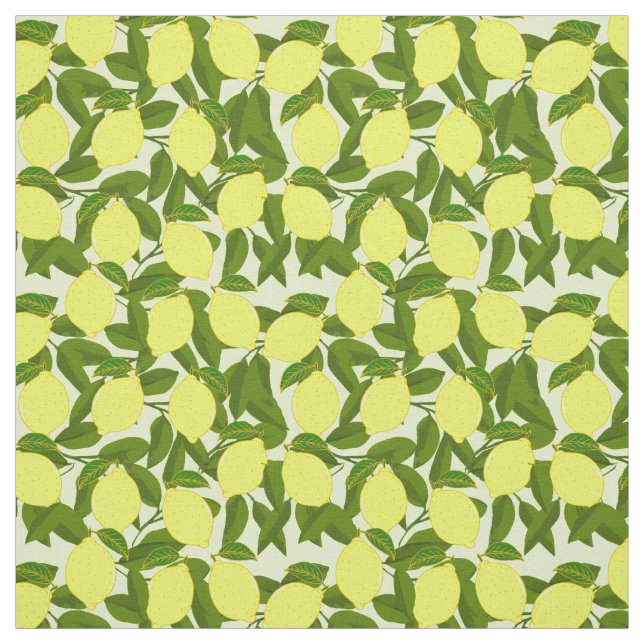 Summer Yellow Lemons Fruit Pattern Fabric (Swatch)