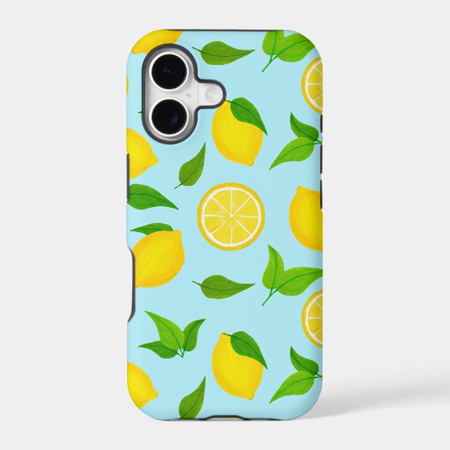 Summer Yellow Lemons with Soft Blue Pattern (Back)