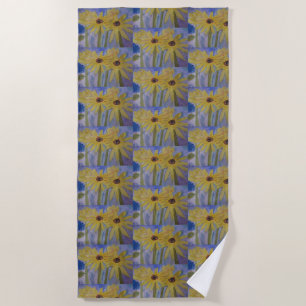 Summer Yellow Sunflowers Beach Towel