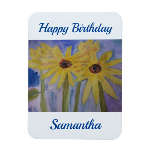 Summer Yellow Sunflowers Birthday  Magnet