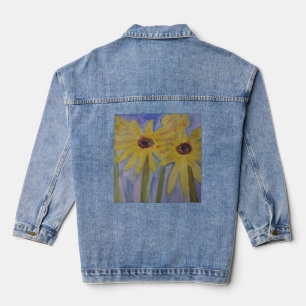 Summer Yellow Sunflowers Denim Jacket