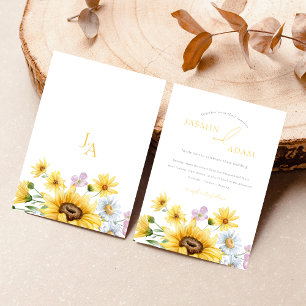 Summer Yellow Sunflowers Monogram Floral Wedding Invitation