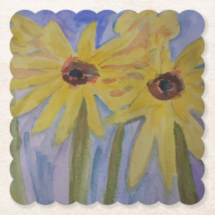 Summer Yellow Sunflowers Paper Coaster