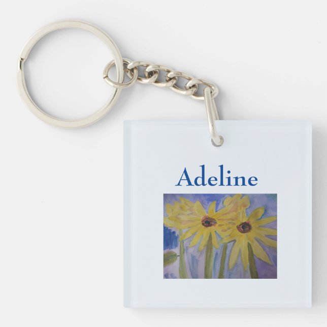 Summer Yellow Sunflowers Personalized  Key Ring (Front)