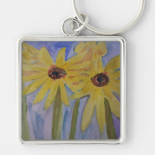Summer Yellow Sunflowers Premium Key Ring