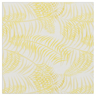 Summer Yellow White Palm Print Fabric