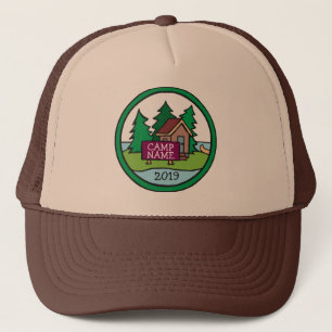 Summer youth camp cabin island w/custom sign trucker hat