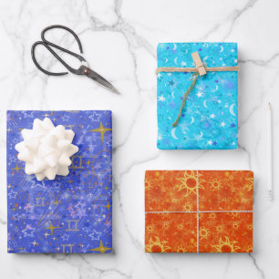 Summer Zodiac Trio Gemini Cancer Leo Wrapping Paper Sheet