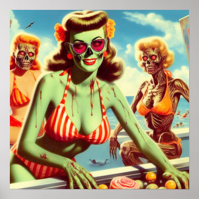 Summer Zombie Pin-up Poster (Front)