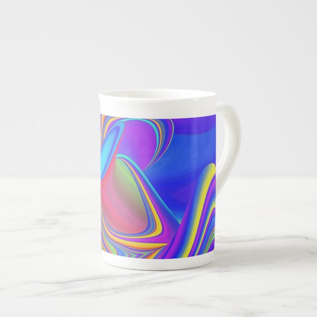 Summerfeeling , Abstract 3D Rainbowart Bone China Mug (Front Right)