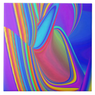 Summerfeeling , Abstract 3D Rainbowart Ceramic Tile