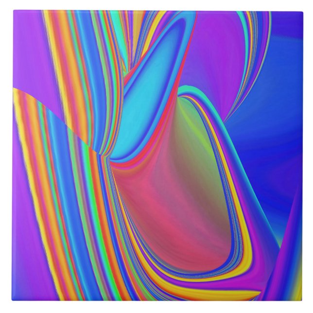 Summerfeeling , Abstract 3D Rainbowart Ceramic Tile (Front)