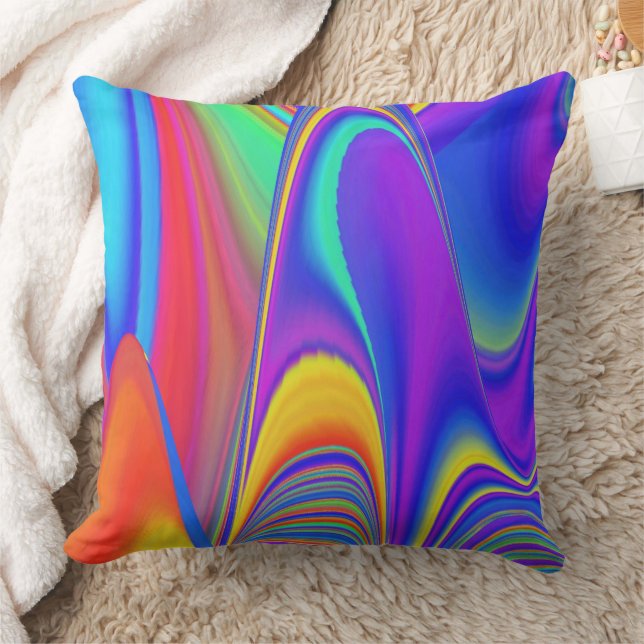 Summerfeeling , Abstract 3D Rainbowart Cushion (Blanket)