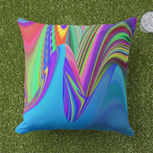 Summerfeeling , Abstract 3D Rainbowart Cushion (Grass)