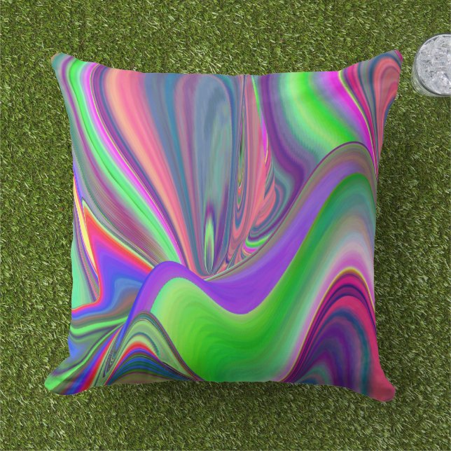 Summerfeeling , Abstract 3D Rainbowart Cushion (Grass)