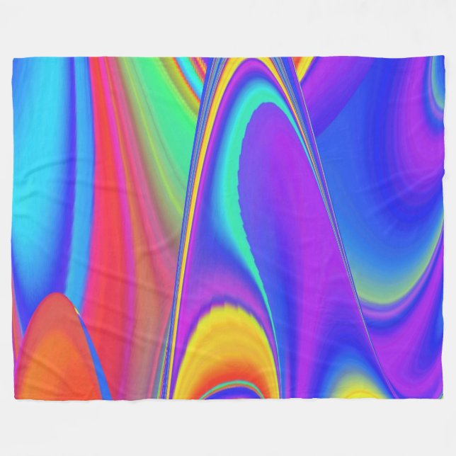 Summerfeeling , Abstract 3D Rainbowart Fleece Blanket (Front (Horizontal))