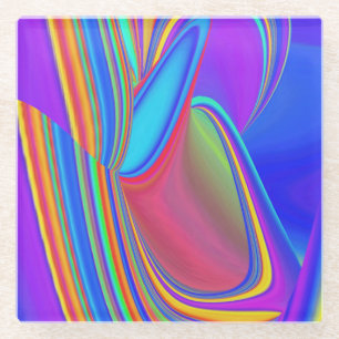 Summerfeeling , Abstract 3D Rainbowart Glass Coaster