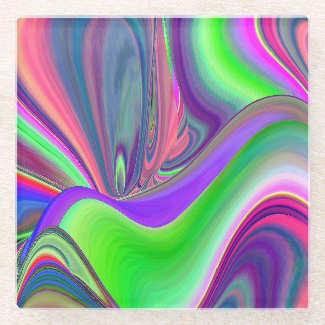 Summerfeeling , Abstract 3D Rainbowart Glass Coaster (Front)