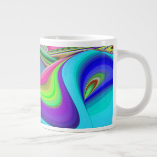 Summerfeeling , Abstract 3D Rainbowart Large Coffee Mug