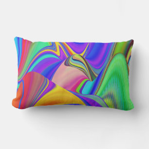 Summerfeeling , Abstract 3D Rainbowart Lumbar Cushion