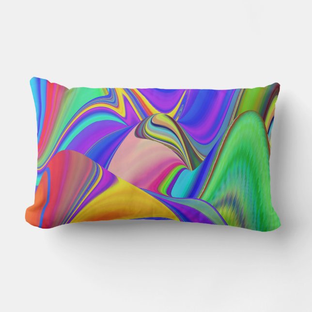 Summerfeeling , Abstract 3D Rainbowart Lumbar Cushion (Front)