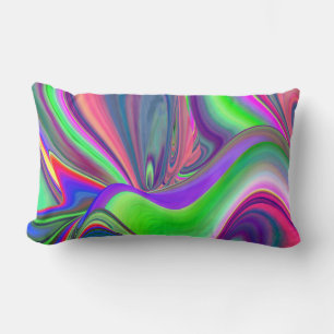 Summerfeeling , Abstract 3D Rainbowart Lumbar Cushion