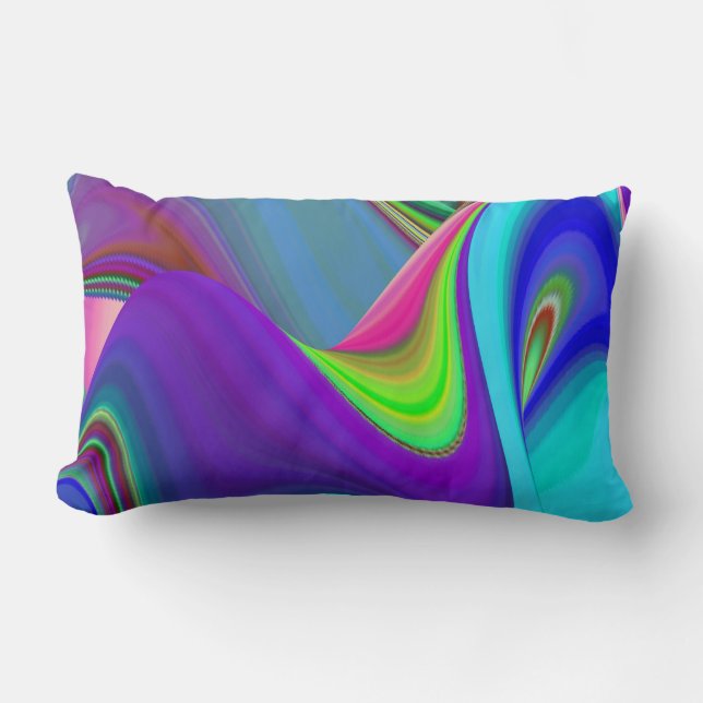 Summerfeeling , Abstract 3D Rainbowart Lumbar Cushion (Front)